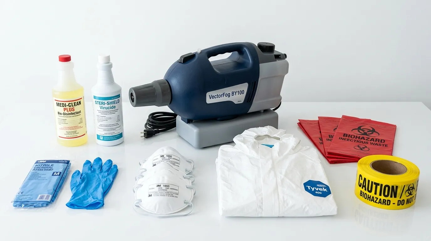 Professional biohazard remediation crew working in South Oroville